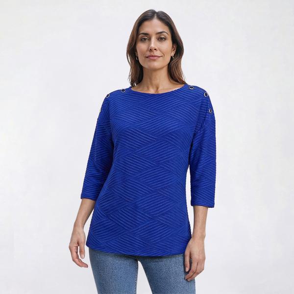 Plus Size Emily Daniels 3/4 Sleeve Button Shoulder Blouse - image 