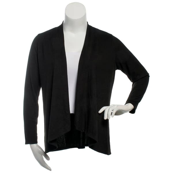 Womens Notations Long Sleeve Solid Hacci Open Cardigan - image 