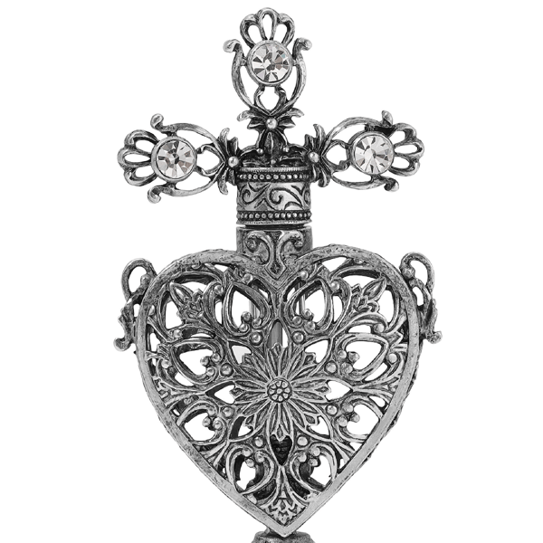 Symbols of Faith Pewter Heart Cross Perfume Bottle