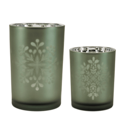 Melrose Frosted Snowflake Candle Holder - Set of 2