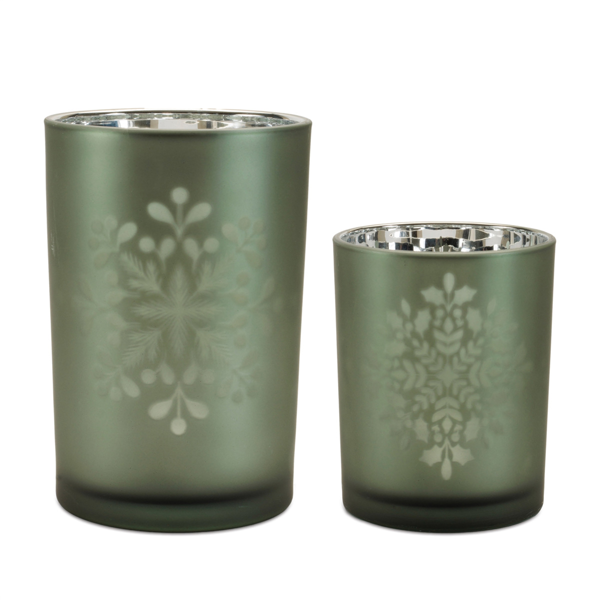 Melrose Frosted Snowflake Candle Holder - Set of 2