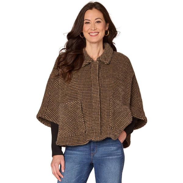 Womens Democracy Wide Collar Patch Pocket Woven Capelet Jacket