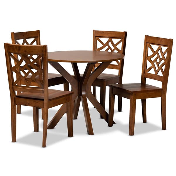 Baxton Studio Miela Walnut Brown Finished Wood 5pc. Dining Set