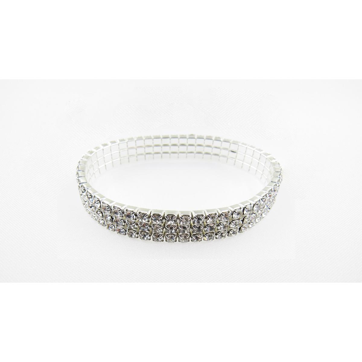 Rosa Rhinestones 3 Row Rhinestone Stretch Bracelet