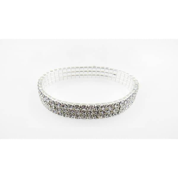 Rosa Rhinestones 3 Row Rhinestone Stretch Bracelet - image 