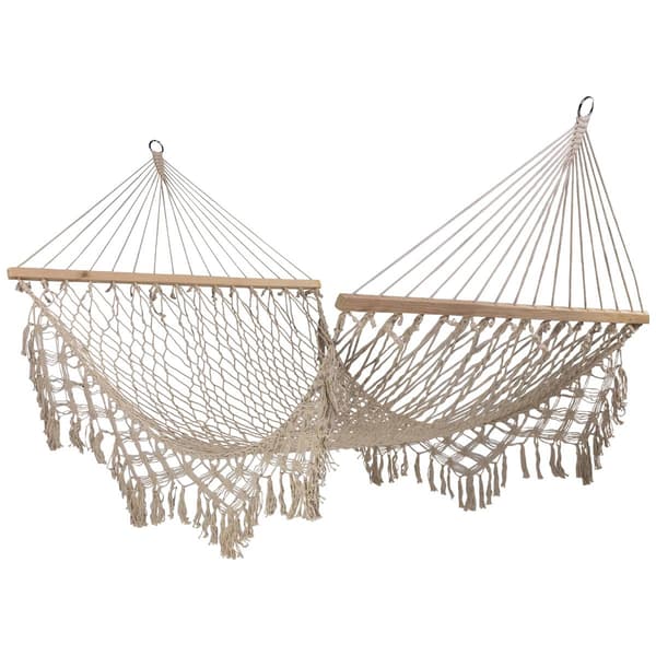 Northlight Seasonal Lattice Macrame Rope Hammock with Wooden Bars