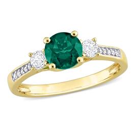 Gemstone Classics&#40;tm&#41; White Sapphire & Lab Created Emerald Ring