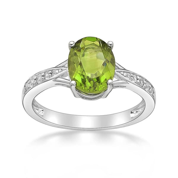 Sterling Silver Ring w/ Peridot & White Topaz Gemstones - image 