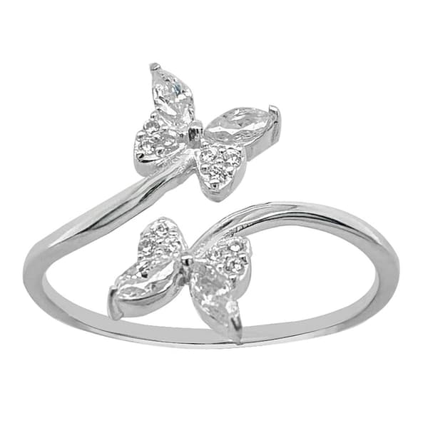 Marsala Sterling Silver CZ Butterfly Bypass Ring
