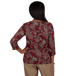 Womens Alfred Dunner Union Square 3/4 Sleeve Paisley Blouse
