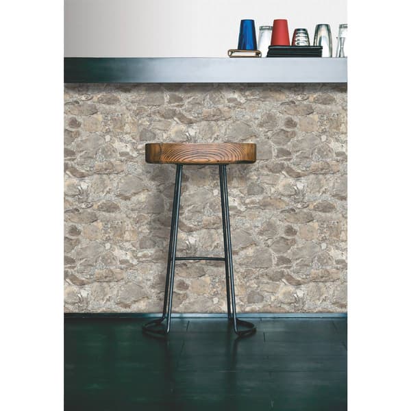 RoomMates&#174; Weathered Stone Almond Peel & Stick Wallpaper