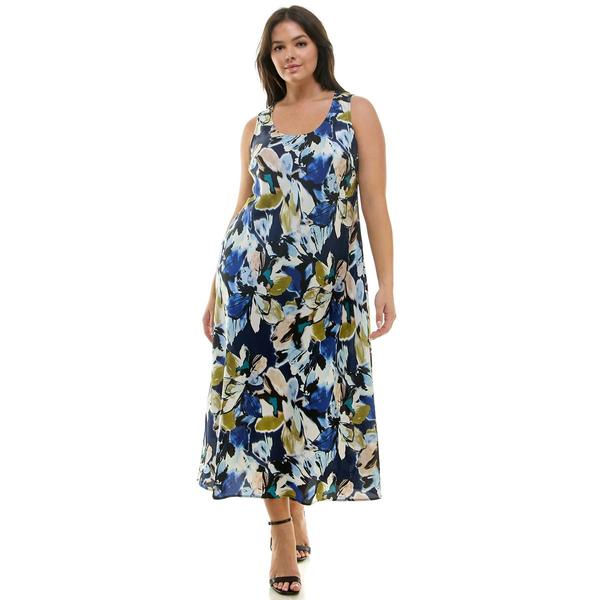Plus Size Figueroa & Flower S/L Print Top Print Bttm Midi - image 