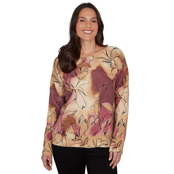 Womens Skye''s the Limit Wild Romance Floral Tie Dye Sweater