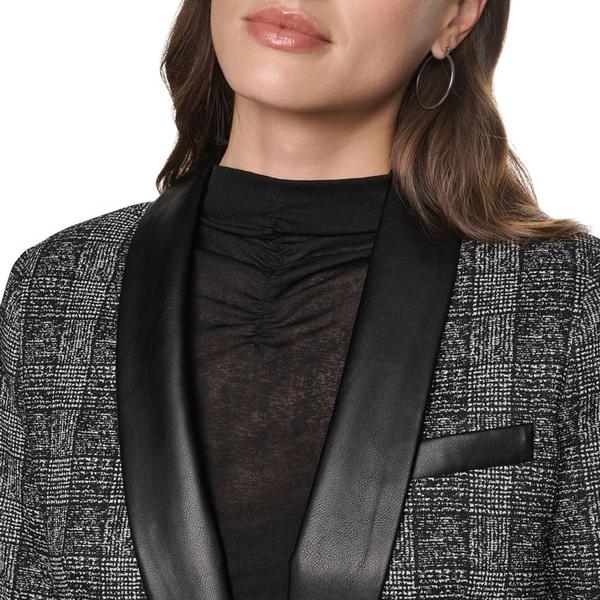 Womens DKNY Long Sleeve One Button Plaid Blazer