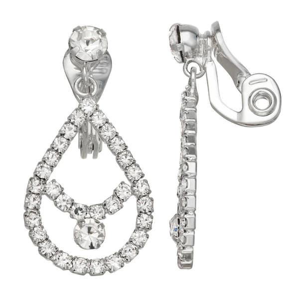 You''re Invited Crystal Clip On Leverback Drop Earrings - image 