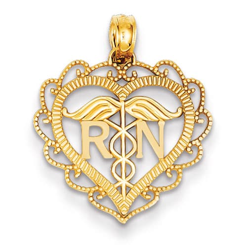 Gold Classics&#40;tm&#41; 14k. Registered Nurse Heart Pendant - image 
