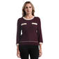 Womens Rafaella® 3/4 Sleeve Contrast Trim Sweater - image 1