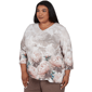 Plus Size Alfred Dunner Luxe Be A Lady V-Neck Peony Blouse - image 3