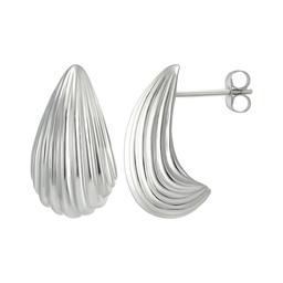 Sterling Silver Ribbed Teardrop Stud Earrings