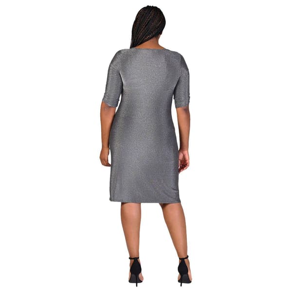 Plus Size 24/7 Comfort Apparel Shimmer Bodycon Mini Party Dress