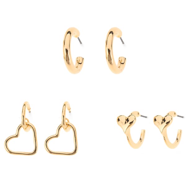 Ashley 3pr. Gold-Tone Heart Earrings Set - image 