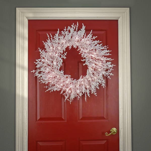 National Tree 30in Christmas by the Sea Coral Wreath w/ LED Light