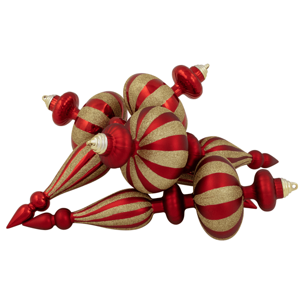 Northlight 4pc. Red & Gold Finial 14in. Christmas Ornaments