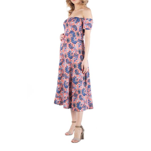 Plus Size 24/7 Comfort Apparel Botanical Maternity Midi Dress