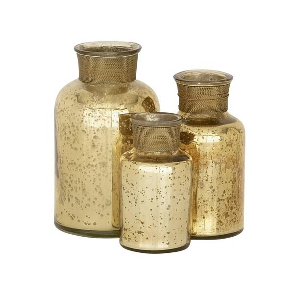 9th & Pike&#40;R&#41; Gold Bottle Decor - Set of 3 - image 