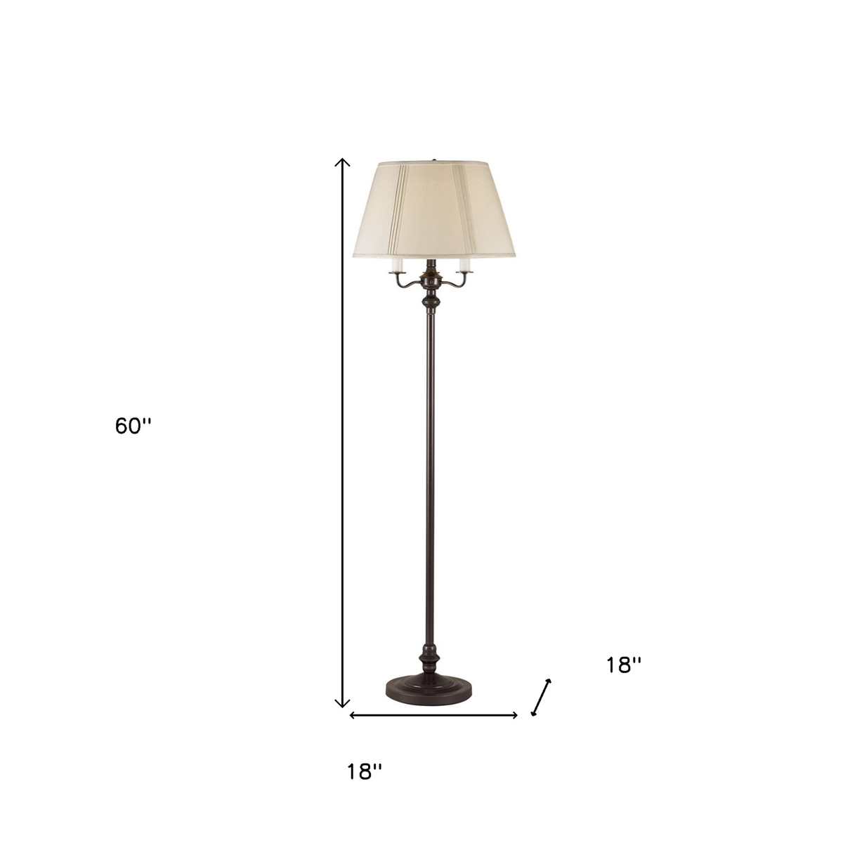HomeRoots 60in. Bronze Four Light Floor Lamp With Square Shade