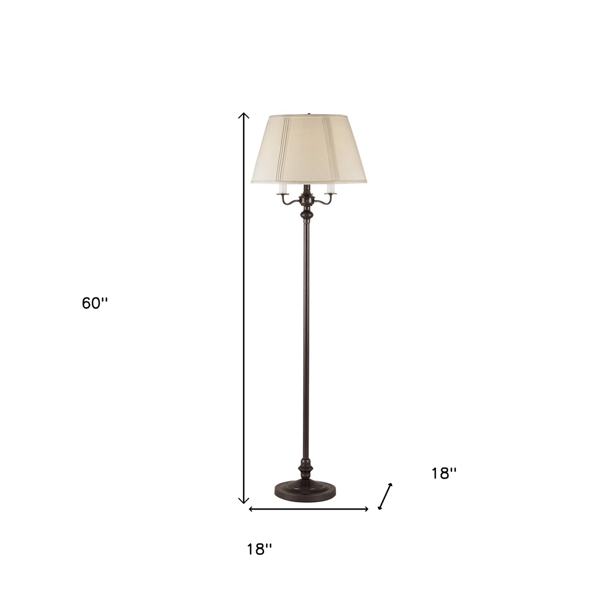 HomeRoots 60in. Bronze Four Light Floor Lamp With Square Shade