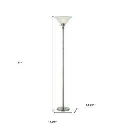 HomeRoots 71in. Nickel Torchiere Floor Lamp with Dome Shade