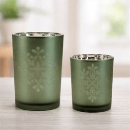 Melrose Frosted Snowflake Candle Holder - Set of 2
