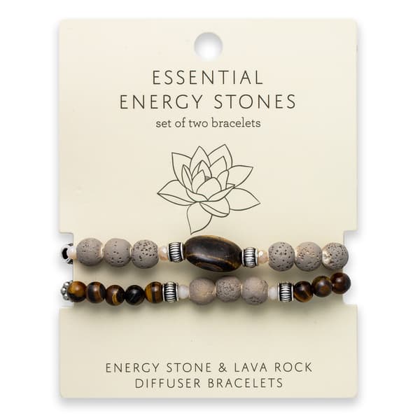 Tiger Eye & Ivory Lava Beaded 2pc. Stretch Bracelet Set