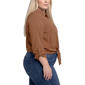 Plus Size NY Collection Roll Tab Sleeve Solid Tie Front Blouse - image 3