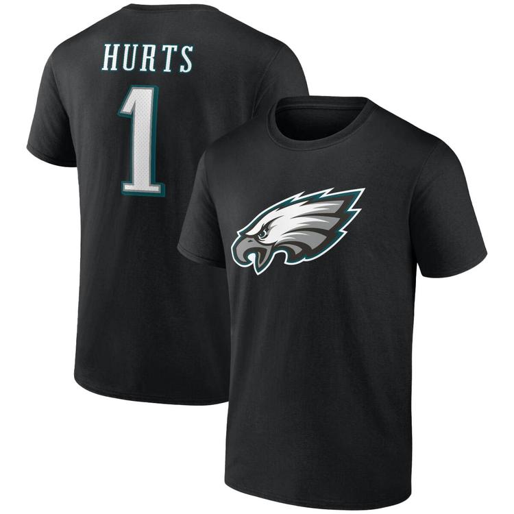 Mens Fanatics Eagles Hurts (1) Short Sleeve Tee - Black