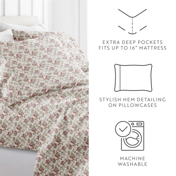 Soft Essentials 4pc. Ultra Soft Blooming Floral Sheet Set