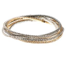 Nine West Tri-Tone & Crystal Multi Row Stretch Bracelet