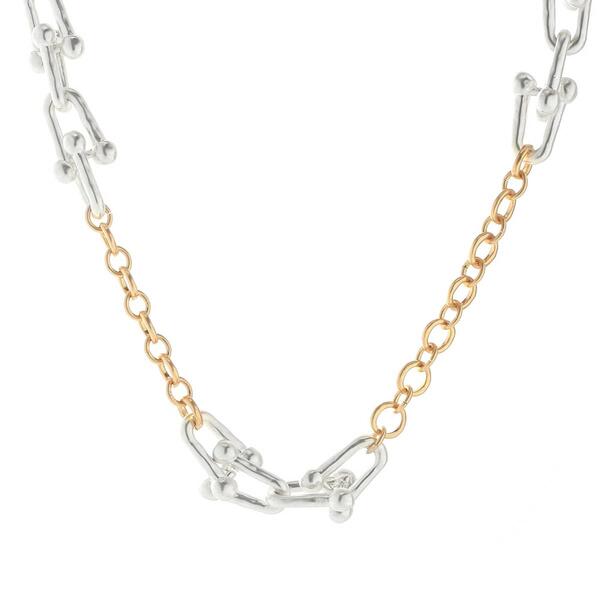 Bella Uno Worn Two-Tone Cable Tiffany Link Chain Necklace - image 