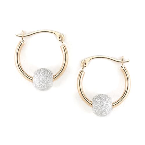 Candela 14kt. 15mm Stardust Bead Hoop Earrings - image 