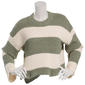 Juniors Pink Rose Matte Chenille Waffle Stripe Step Hem Sweater - image 1
