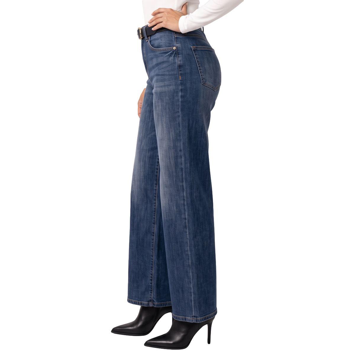 Womens Royalty Hazel Wide Leg Jeans with Black Suede Belt