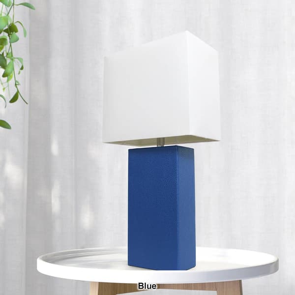 Lalia Home Lexington 21in. Leather Base Modern Home Table Lamp