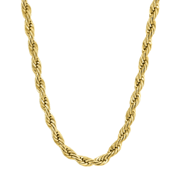 Mens Lynx Gold-Tone Ion Plated 4mm Rope Chain Necklace
