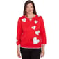 Womens Alfred Dunner Wild At Heart 3/4 Sleeve Heart Sweater - image 1