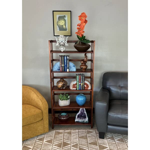 Casual Contemporary Living Solid Acacia 5 Tier Folding Bookcase