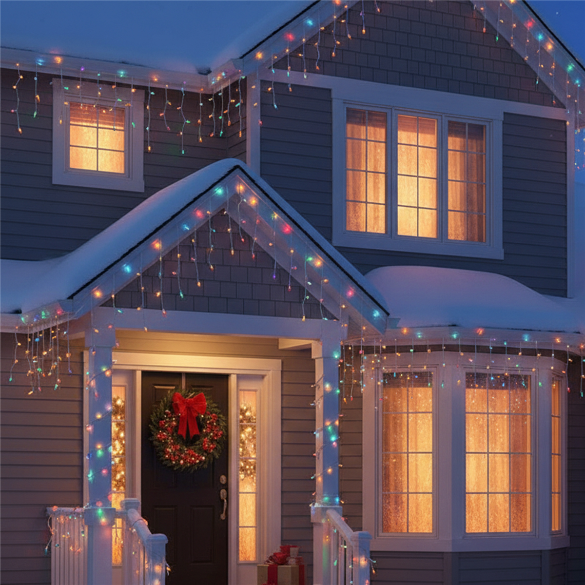 Hofert 18ft. Mini LED Multicolor Icicle Christmas Lights
