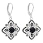 Marsala Fine Silver Plated Marcasite/Onyx/White Topaz Earrings - image 2