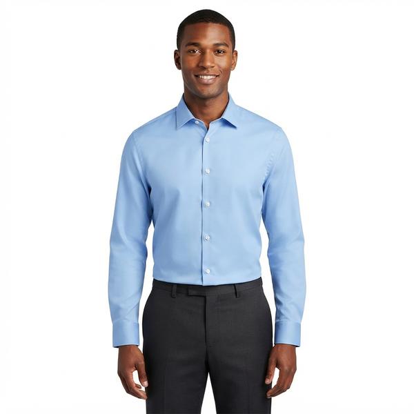 Mens Tom Baine Slim Fit Jacquard Dress Shirt - Blue Bamboo - image 