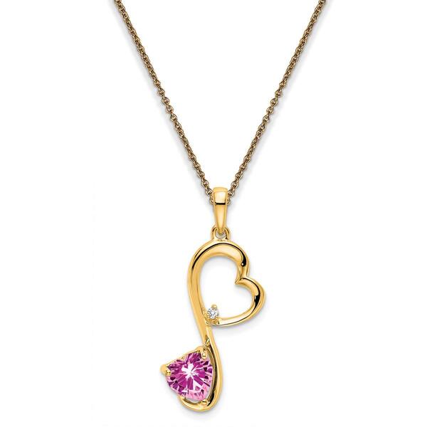 Gemstone Classics&#40;tm&#41; 14kt. Gold Heart Sapphire Pendant Necklace - image 